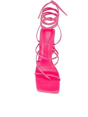 RAYE Hot Pink Lace-Up Strappy Square-Toe Sandal